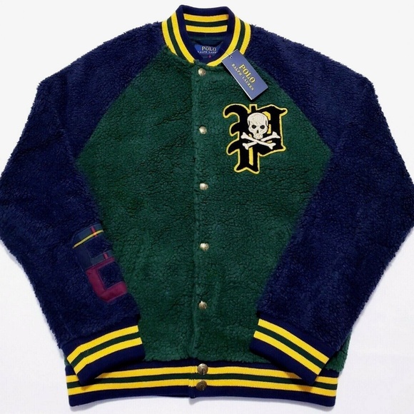 Polo Ralph Lauren Sherpa Varsity St. Andrews Mens Small $498 Pirate Skull Jacket